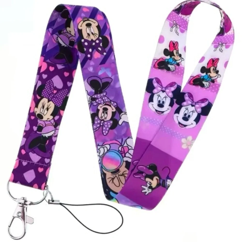 Purple Minnie Mouse Lanyard, 17” Keychain Badge ID Holder, NWT